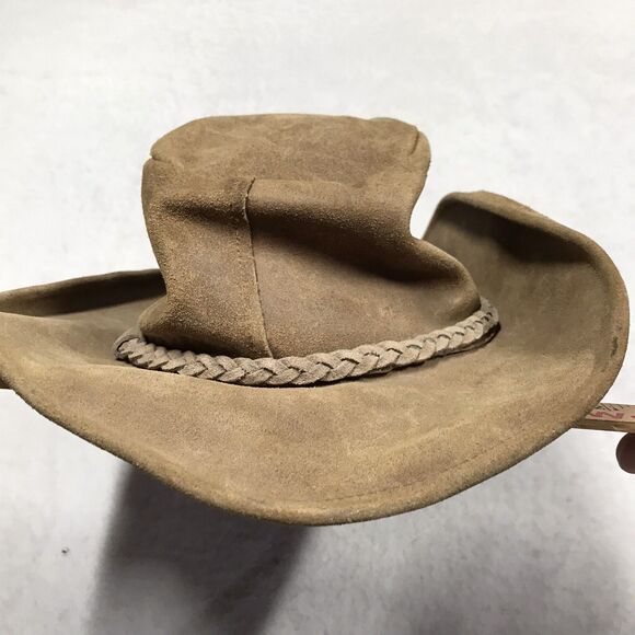 MINNETONKA Leather Stetson Fedora Men L Brown Braid Strap Western Outback - Picture 6 of 12